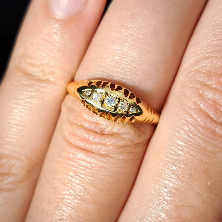 The Antique 1905 Five Old Cut Diamond Ring