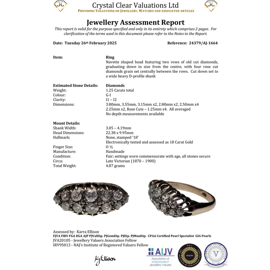 The Antique Victorian Old Cut Diamond Double Row Ring