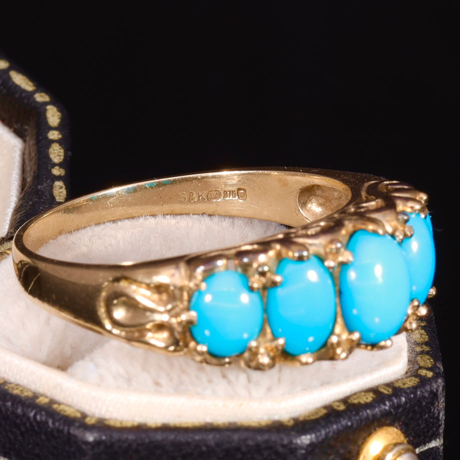 The Vintage 9ct Gold Five Stone Turquoise Ring