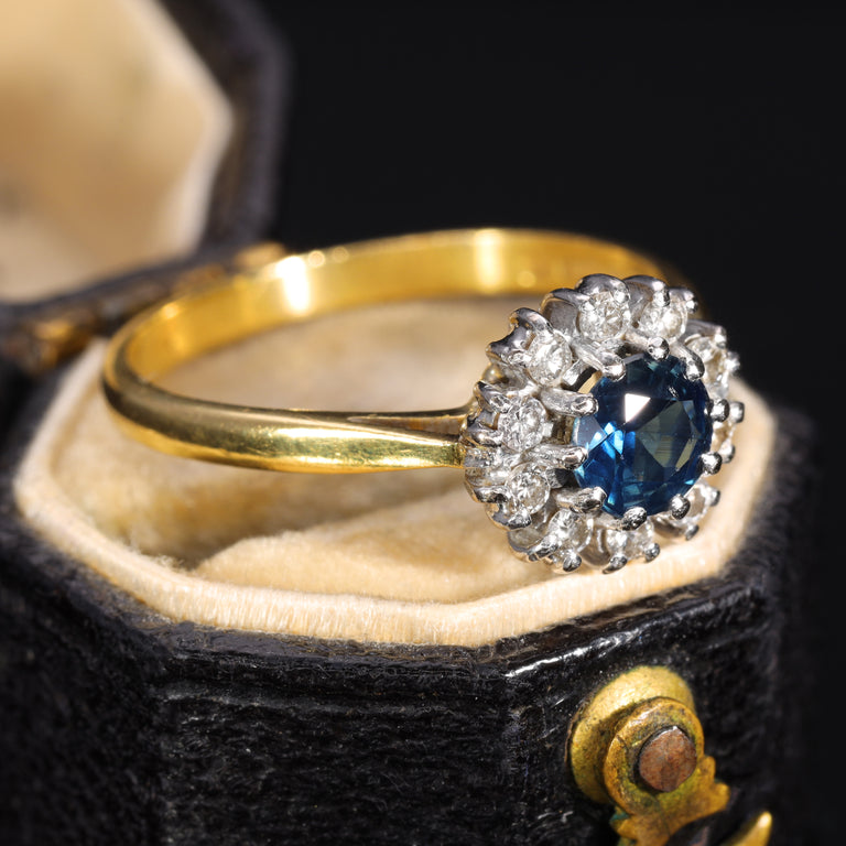 The Vintage 1984 Sapphire and Diamond Cluster Ring