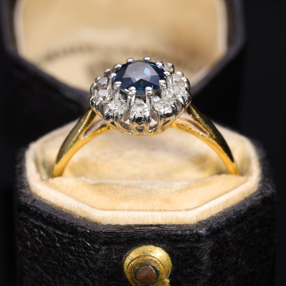 The Vintage 1984 Sapphire and Diamond Cluster Ring