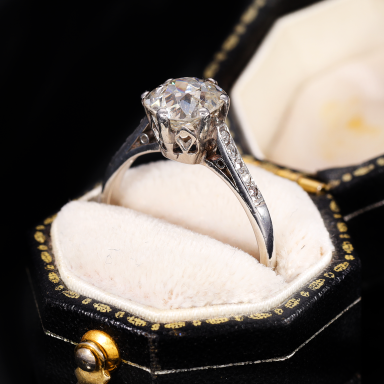 The Antique Art Deco Era Old Mine Cut Diamond Ring