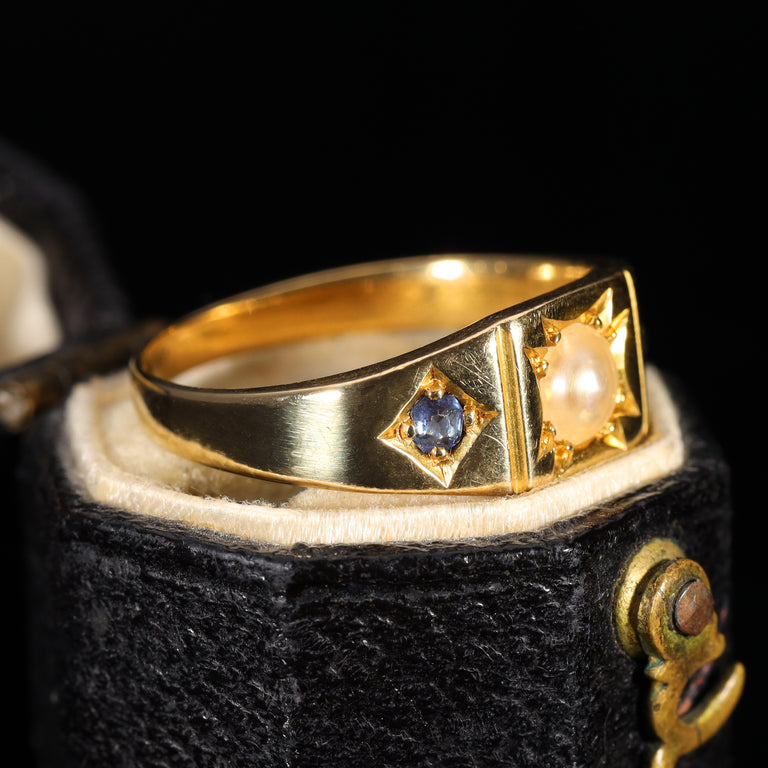 The Antique Late Victorian Pearl and Sapphire Ring
