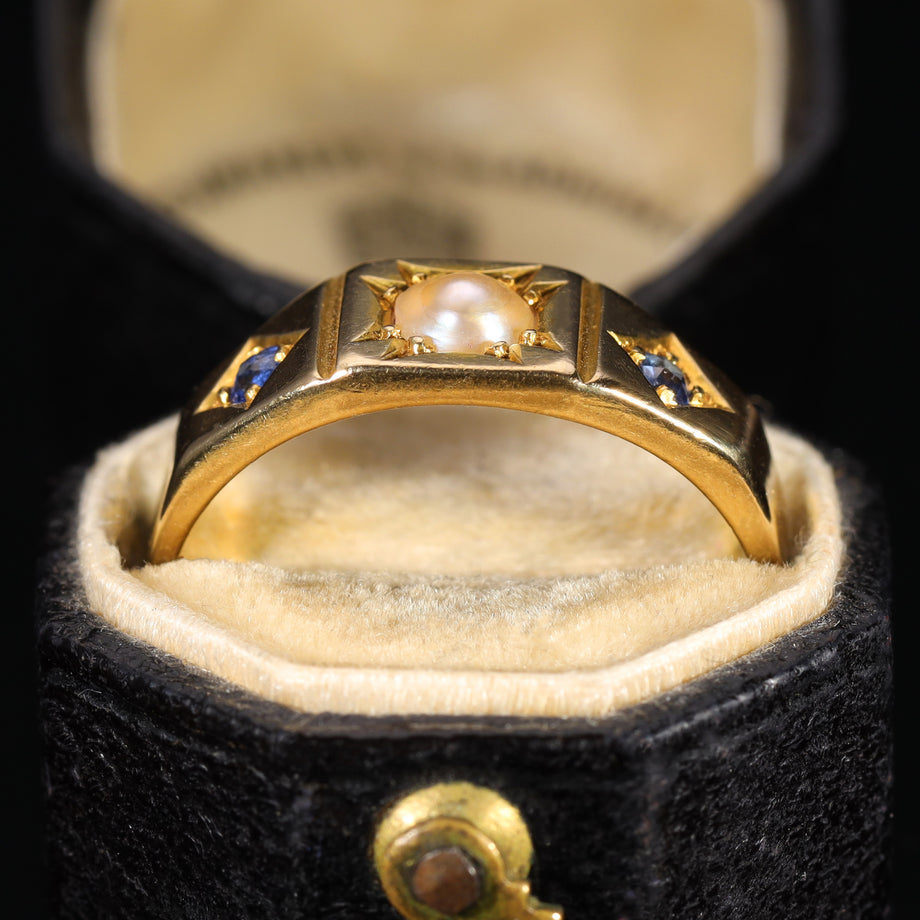 The Antique Late Victorian Pearl and Sapphire Ring