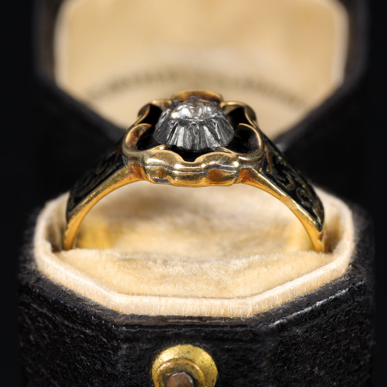 The Antique 1844 Diamond and Enamel Mourning Ring