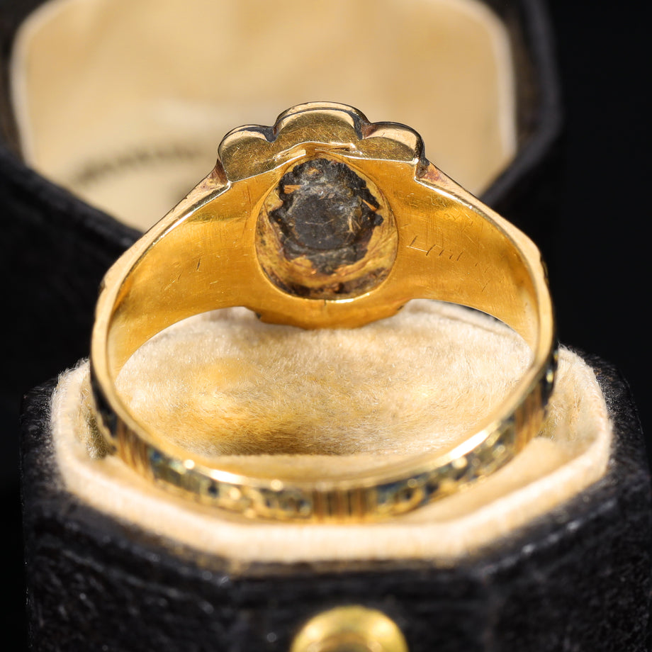 The Antique 1844 Diamond and Enamel Mourning Ring