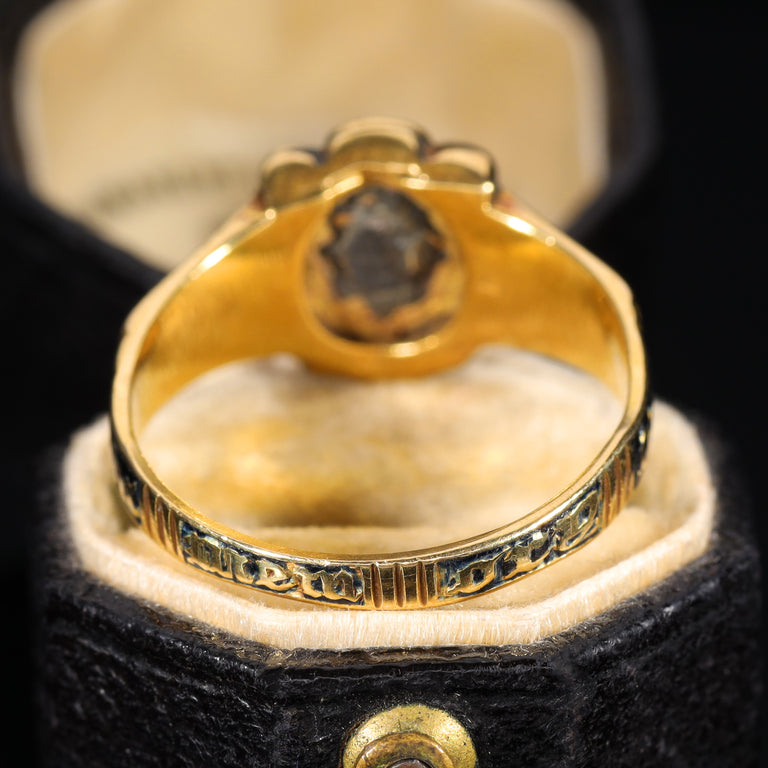 The Antique 1844 Diamond and Enamel Mourning Ring
