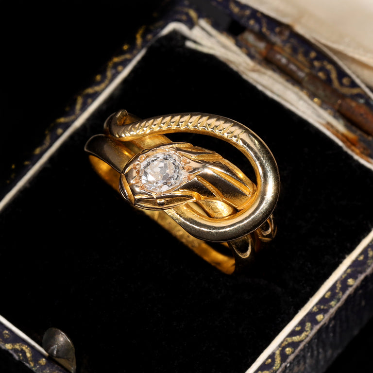 The Antique Old Cut Diamond Coiled Snake Ring