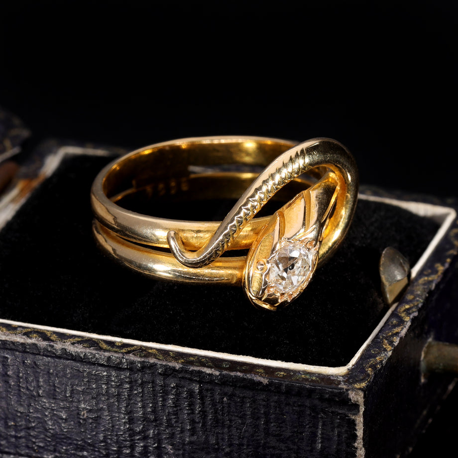 The Antique Old Cut Diamond Coiled Snake Ring