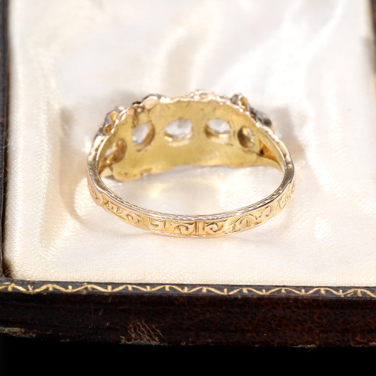The Antique 1872 Garnet and Rock Quartz Ornate Ring - Antique Jewellers