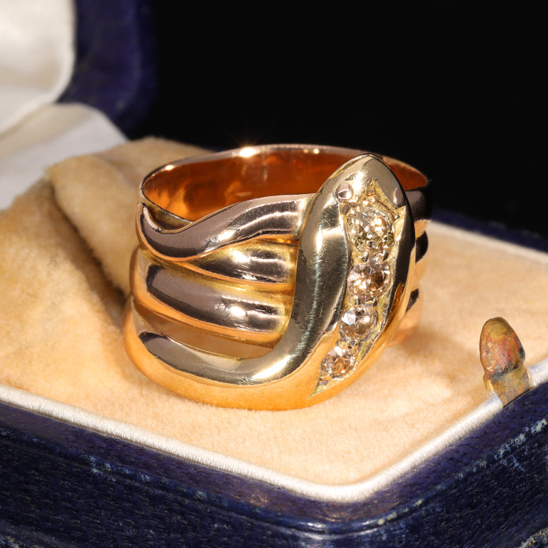 The Antique Victorian Champagne Diamond Snake Ring