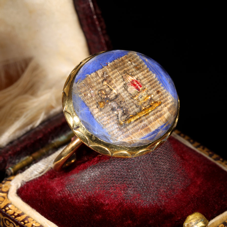 The Antique 17th Century Stuart Crystal Cherub and Vase Ring