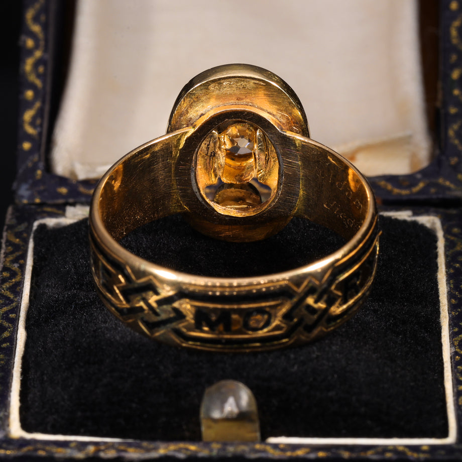 The Antique Victorian 1893 Diamond and Pearl Memorial Ring