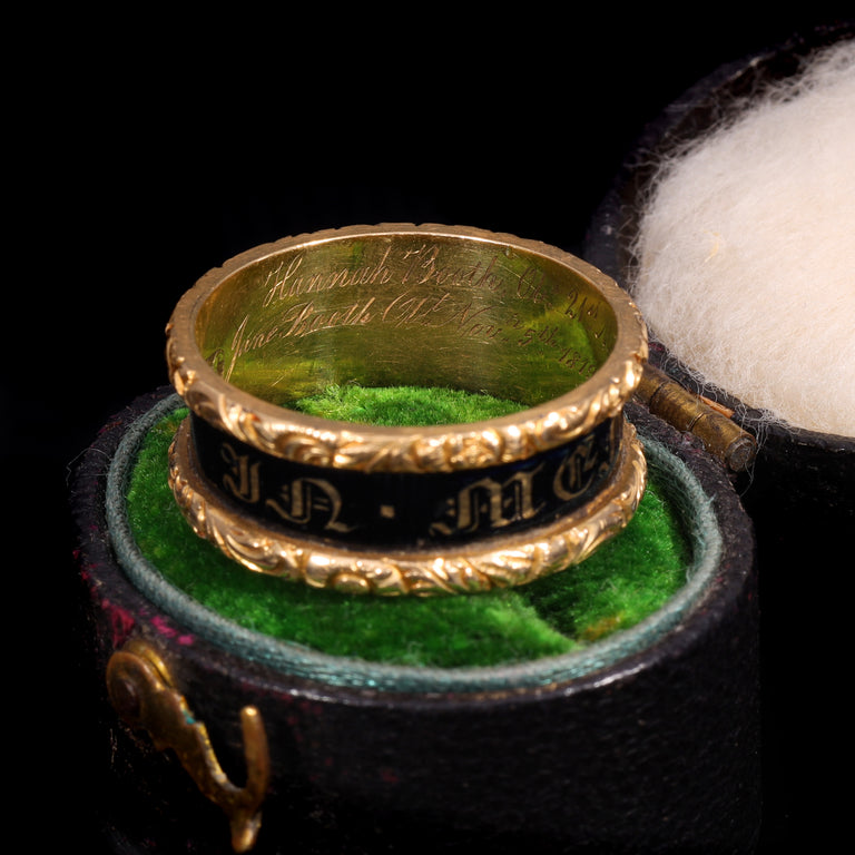The Antique Victorian 1837 'In Memory Of' 18ct Gold Engraved Mourning Ring