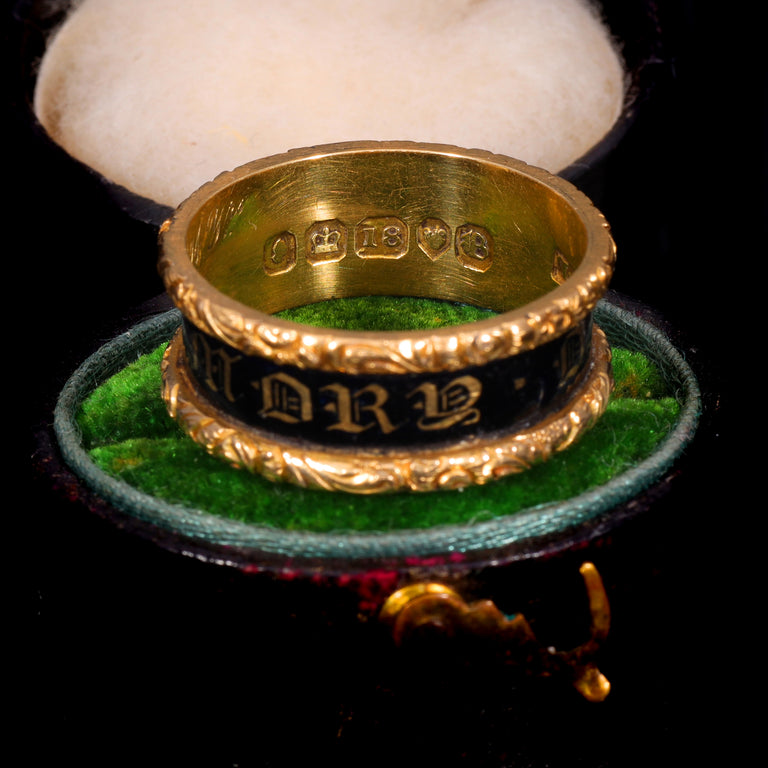 The Antique Victorian 1837 'In Memory Of' 18ct Gold Engraved Mourning Ring