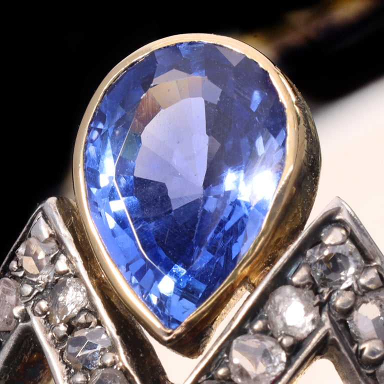 The Antique Sapphire and Old Cut Diamond Tiara Ring