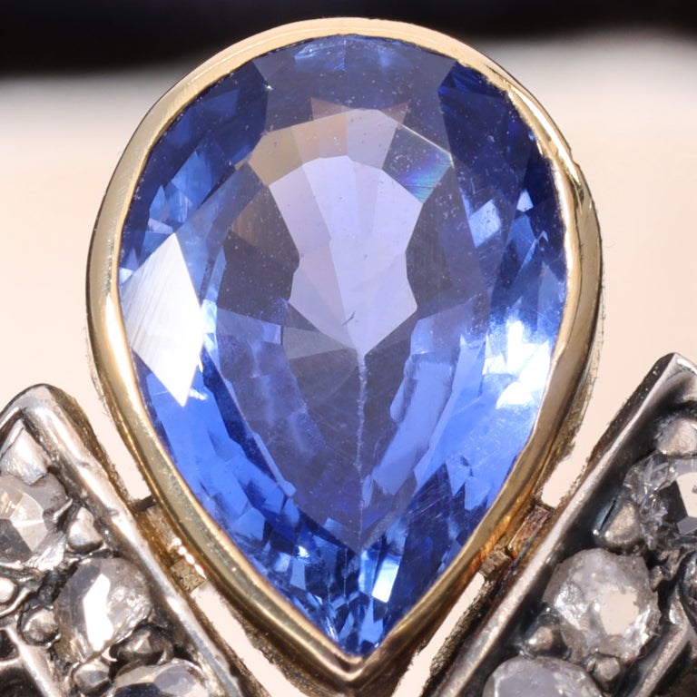 The Antique Sapphire and Old Cut Diamond Tiara Ring