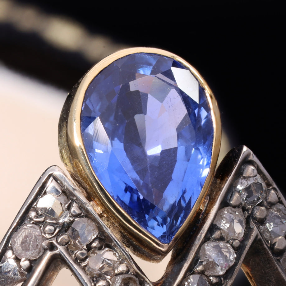 The Antique Sapphire and Old Cut Diamond Tiara Ring