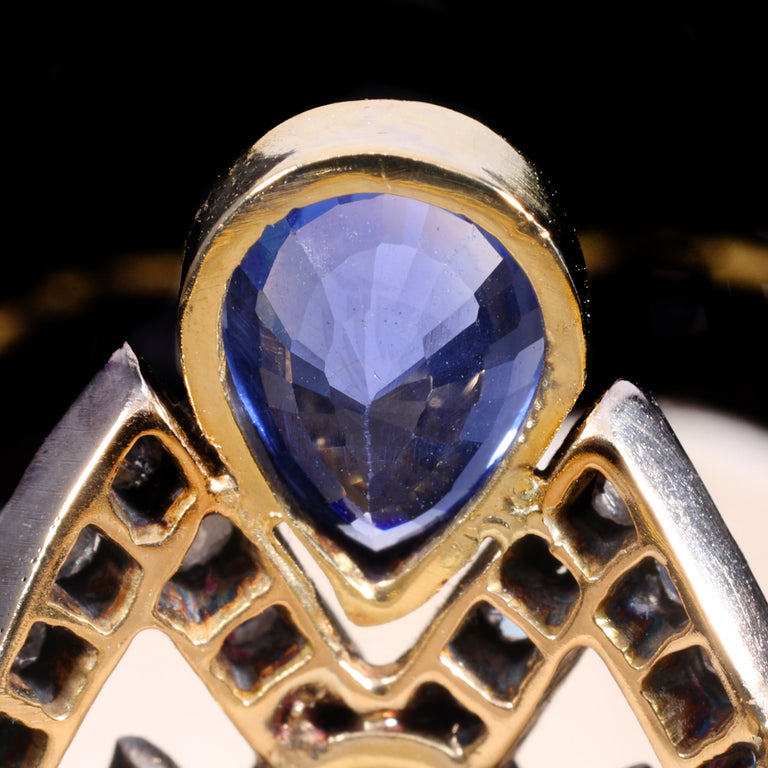 The Antique Sapphire and Old Cut Diamond Tiara Ring