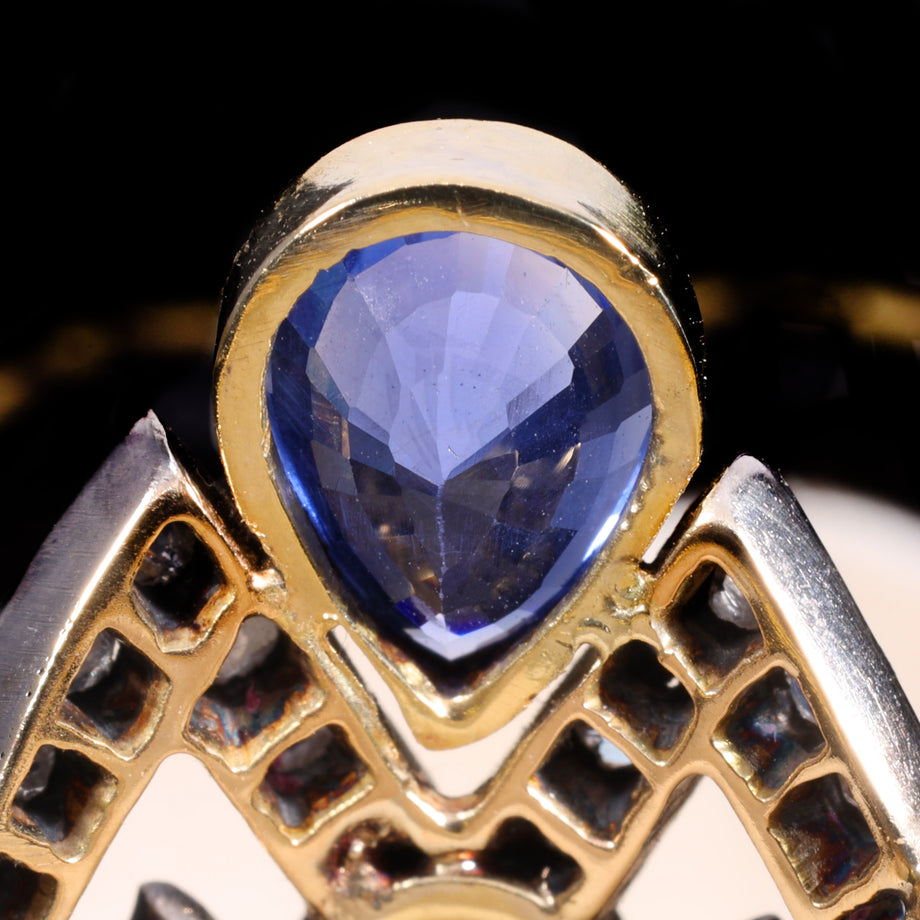 The Antique Sapphire and Old Cut Diamond Tiara Ring
