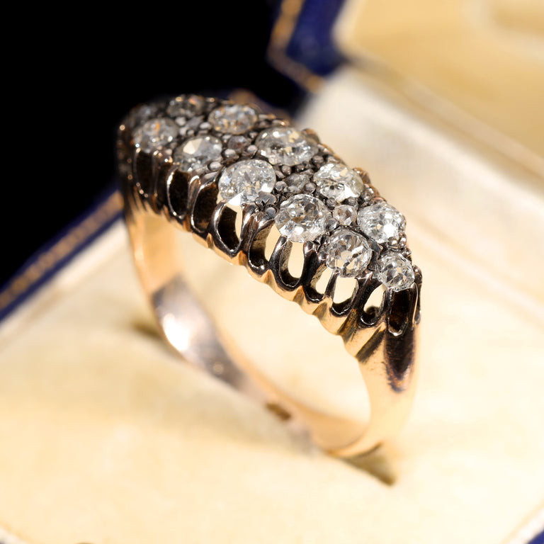 The Antique Victorian Old Cut Diamond Double Row Ring