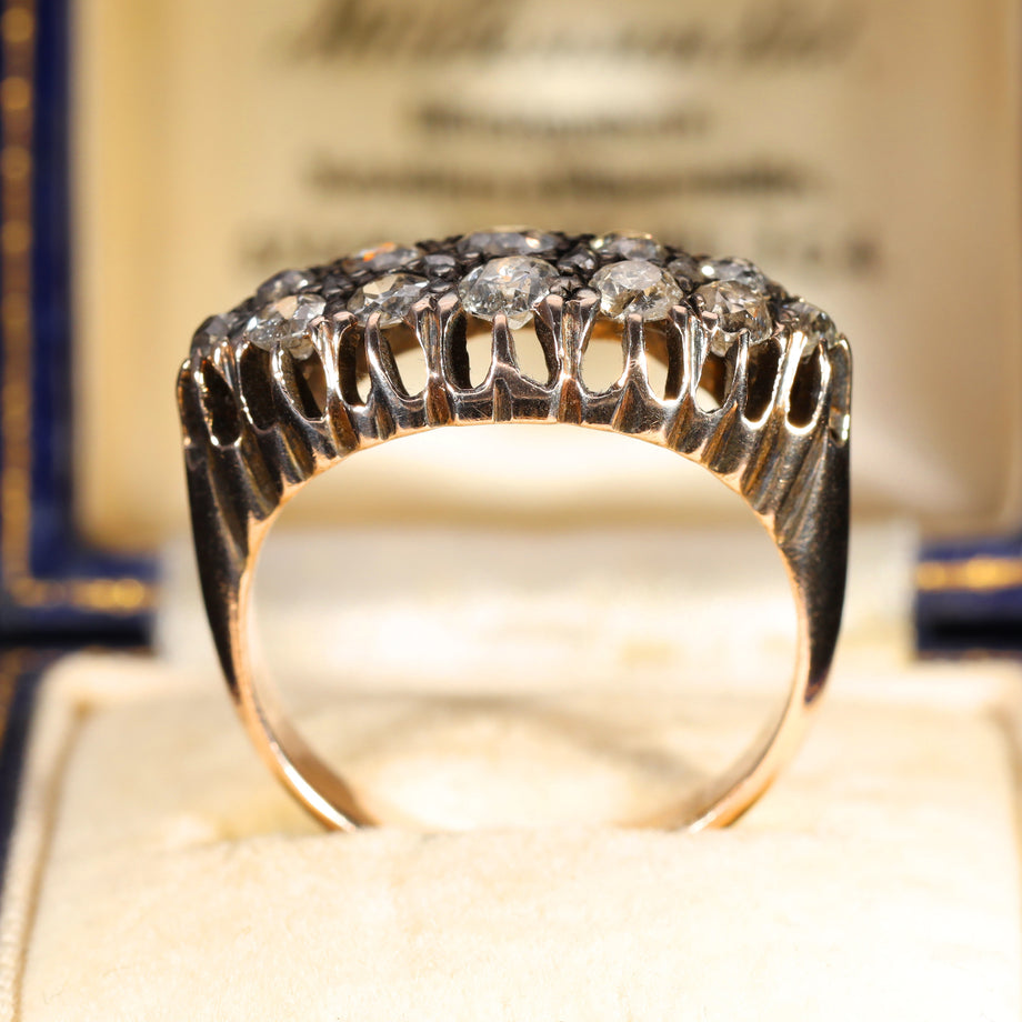 The Antique Victorian Old Cut Diamond Double Row Ring