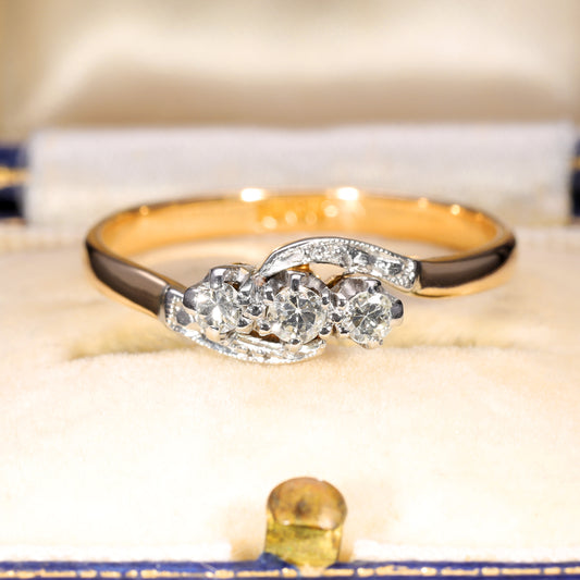 The Vintage Three Brilliant Cut Diamond Sensational Ring