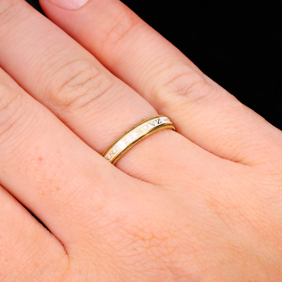 The Antique Georgian 1770 White Enamel Mourning Ring