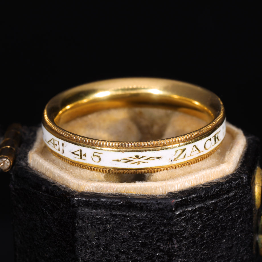 The Antique Georgian 1770 White Enamel Mourning Ring