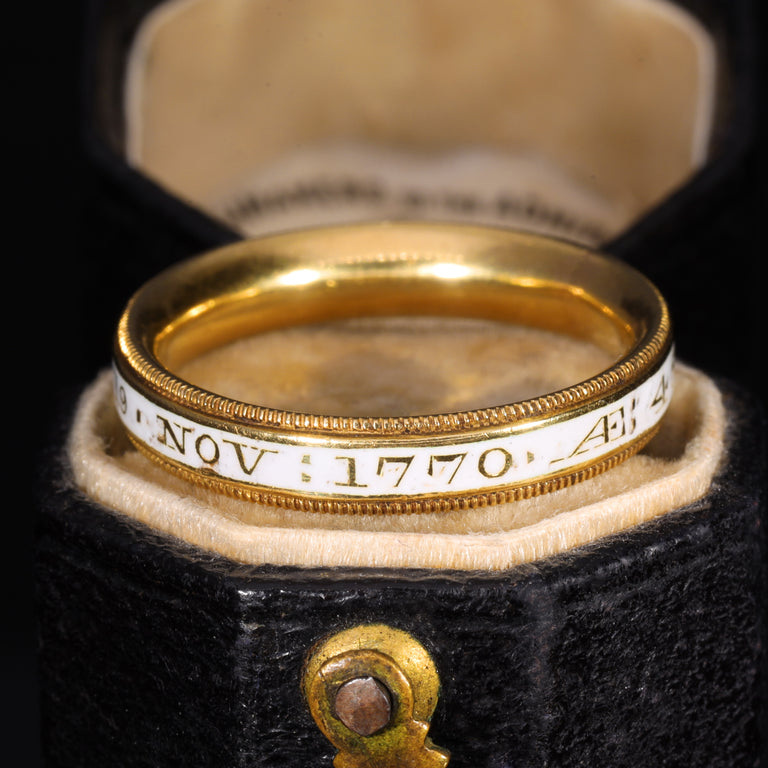 The Antique Georgian 1770 White Enamel Mourning Ring
