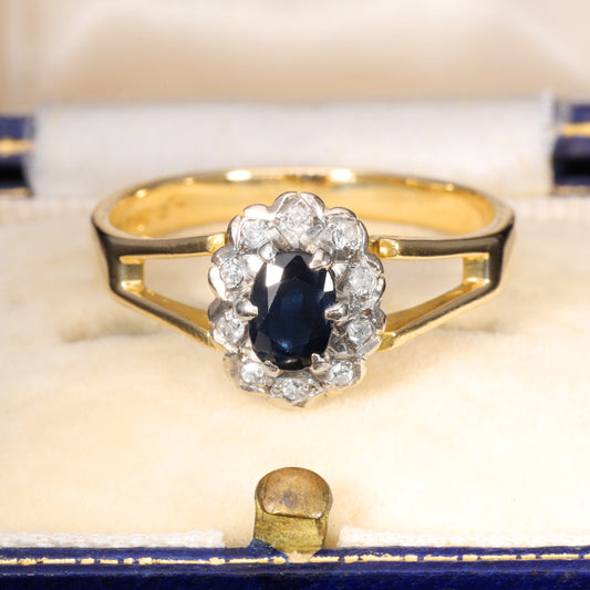 The Vintage 1983 Sapphire and Diamond Cluster Floral Ring