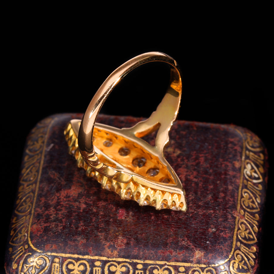 The Antique Victorian Old European Cut Diamond Navette Ring