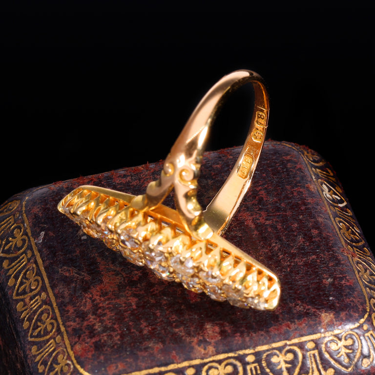 The Antique Victorian Old European Cut Diamond Navette Ring