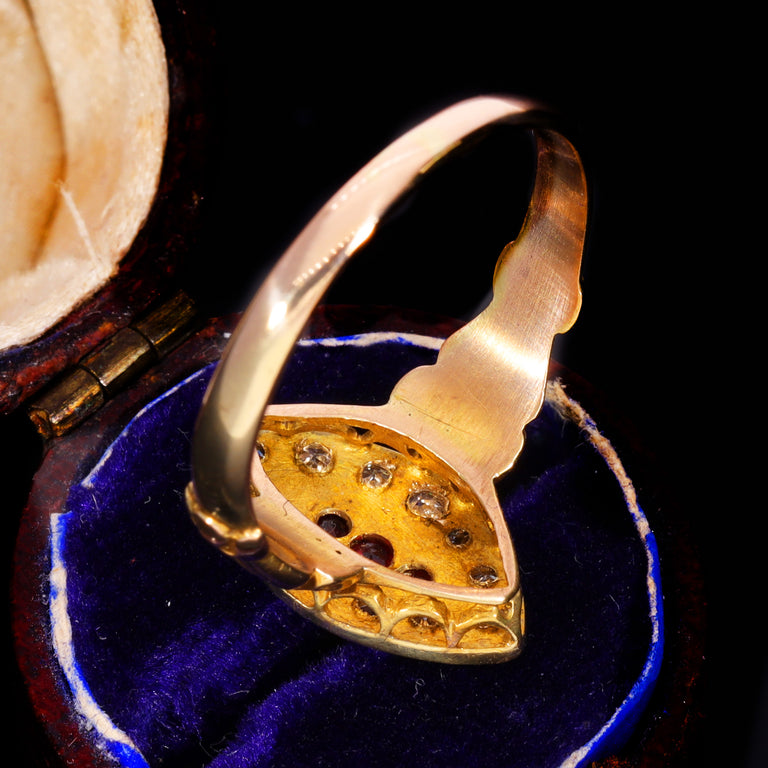 The Antique Victorian Ruby and Diamond Navette Ring