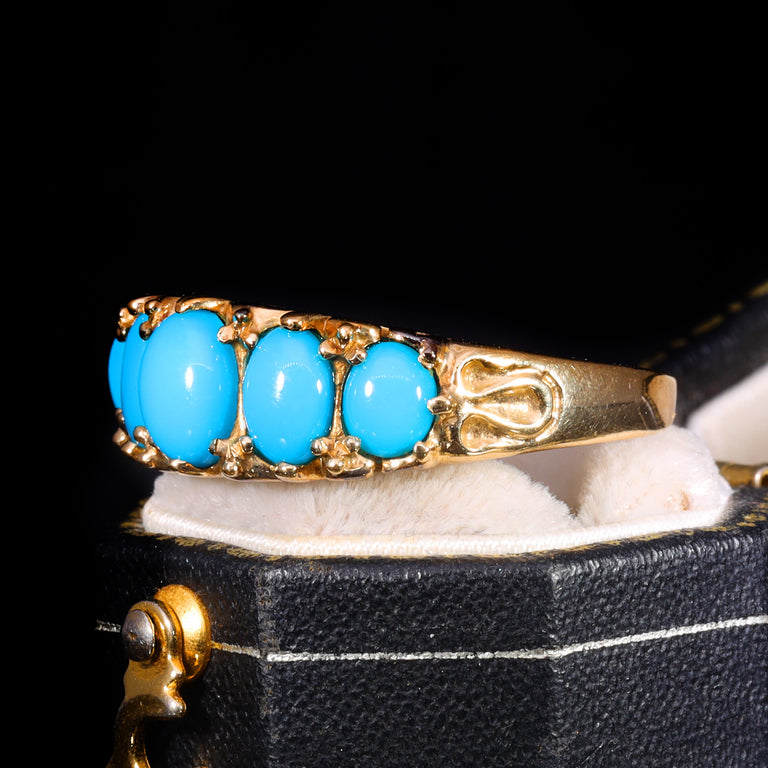 The Vintage 9ct Gold Five Stone Turquoise Ring