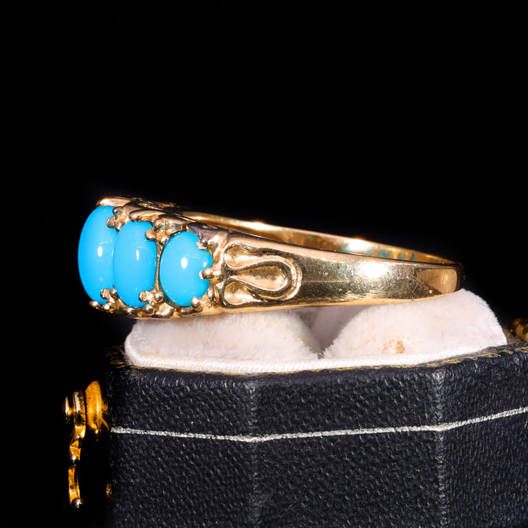 The Vintage 9ct Gold Five Stone Turquoise Ring