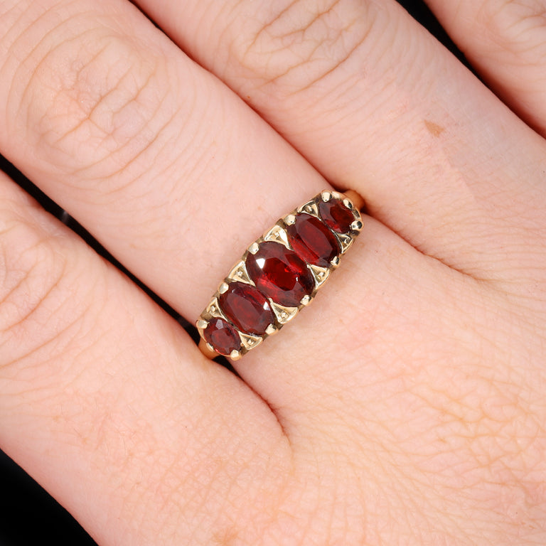 The Vintage 1990 Five Garnet Fire Ring