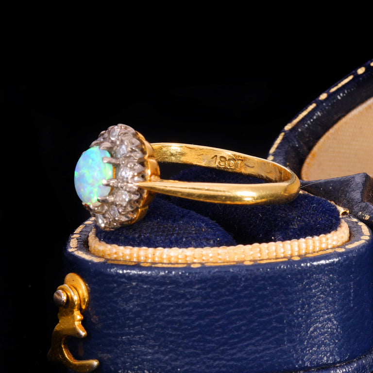 The Vintage Opal and Diamond Cluster Ring