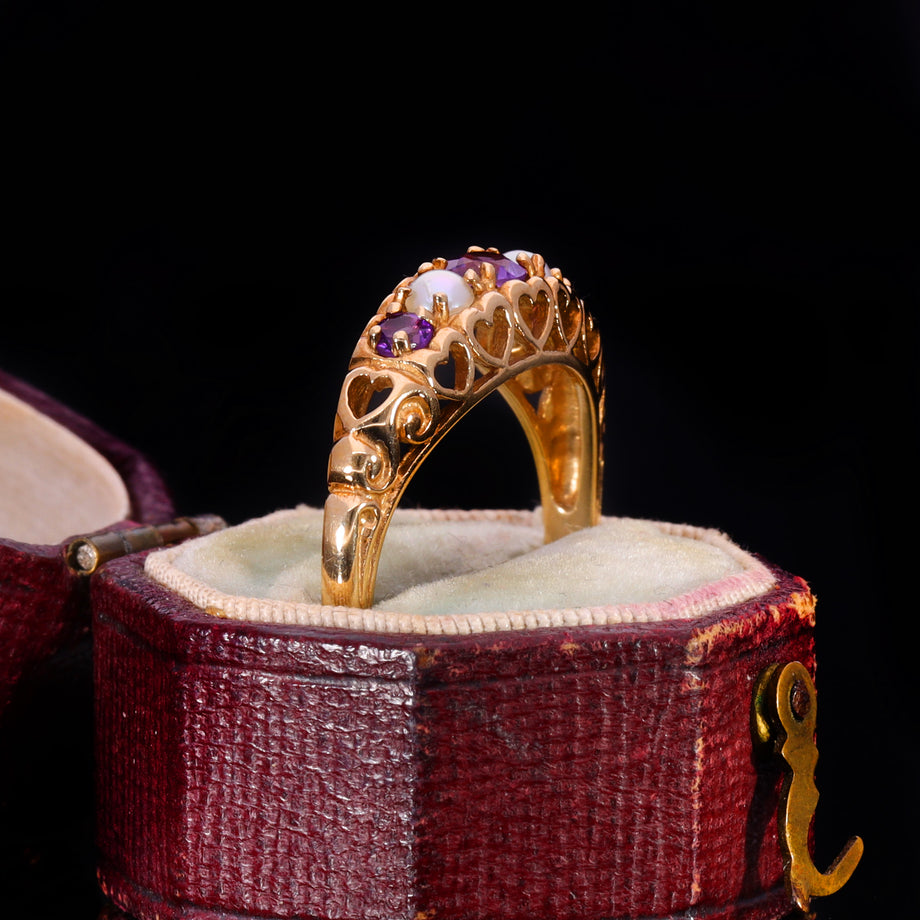 The Vintage Amethyst and Pearl Heart Ring