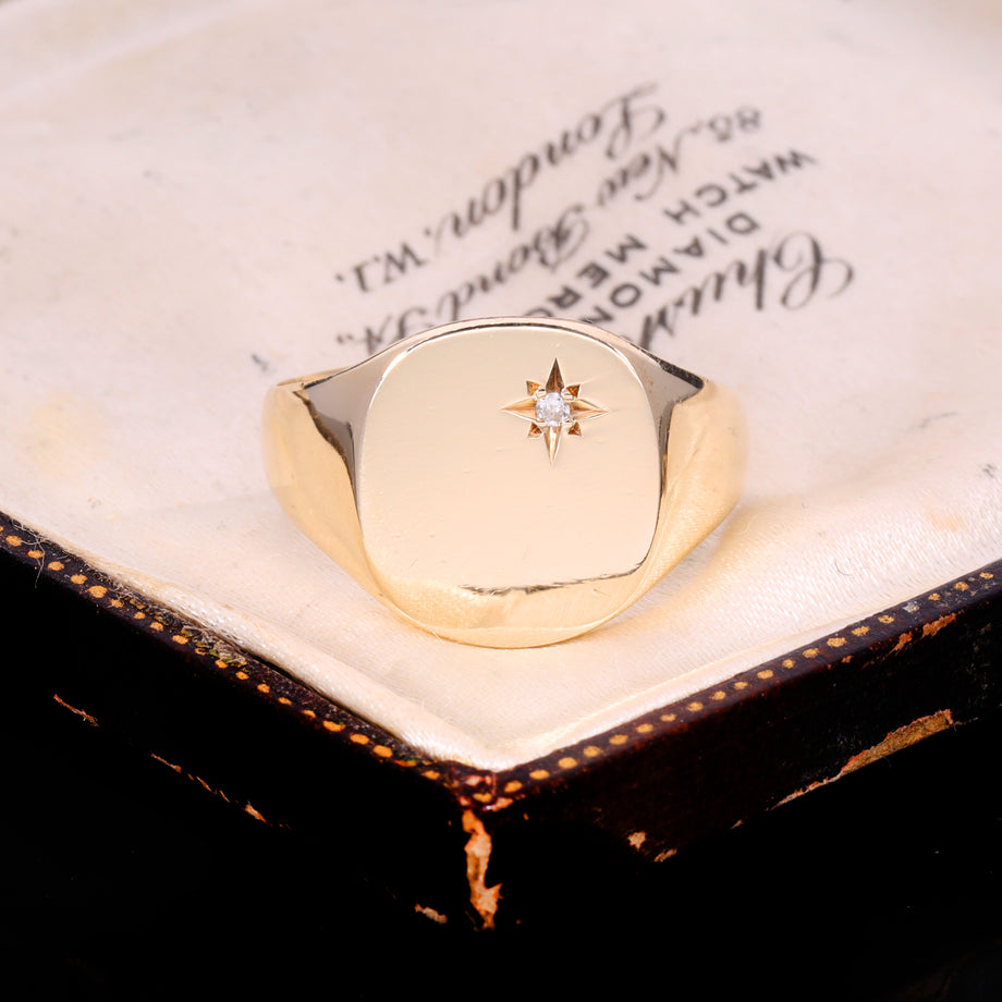 The Vintage 1982 Diamond Star Set Signet Ring