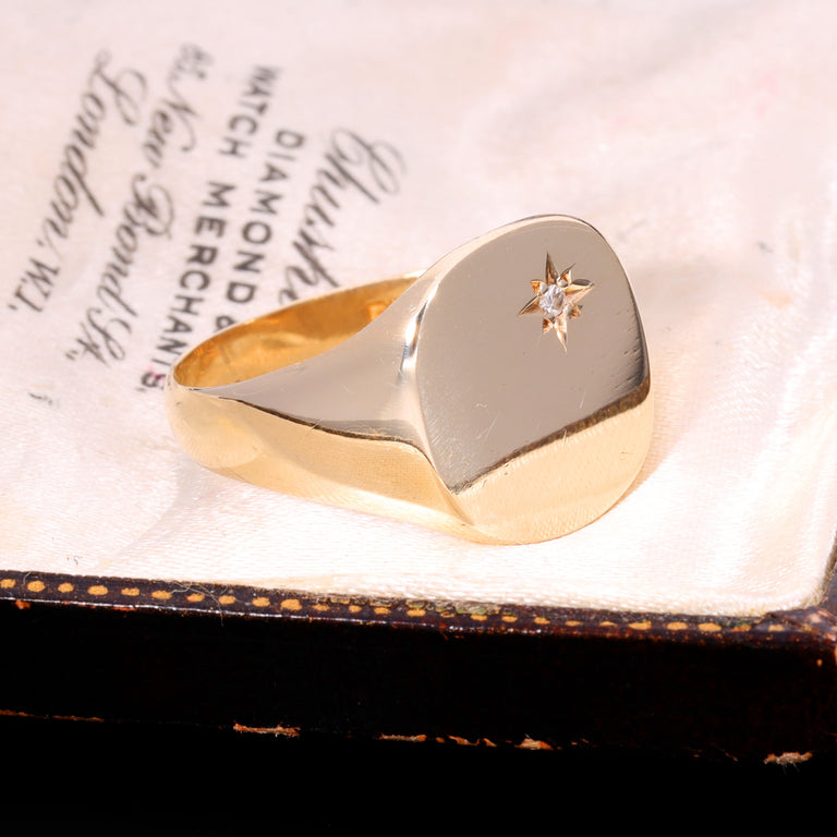 The Vintage 1982 Diamond Star Set Signet Ring