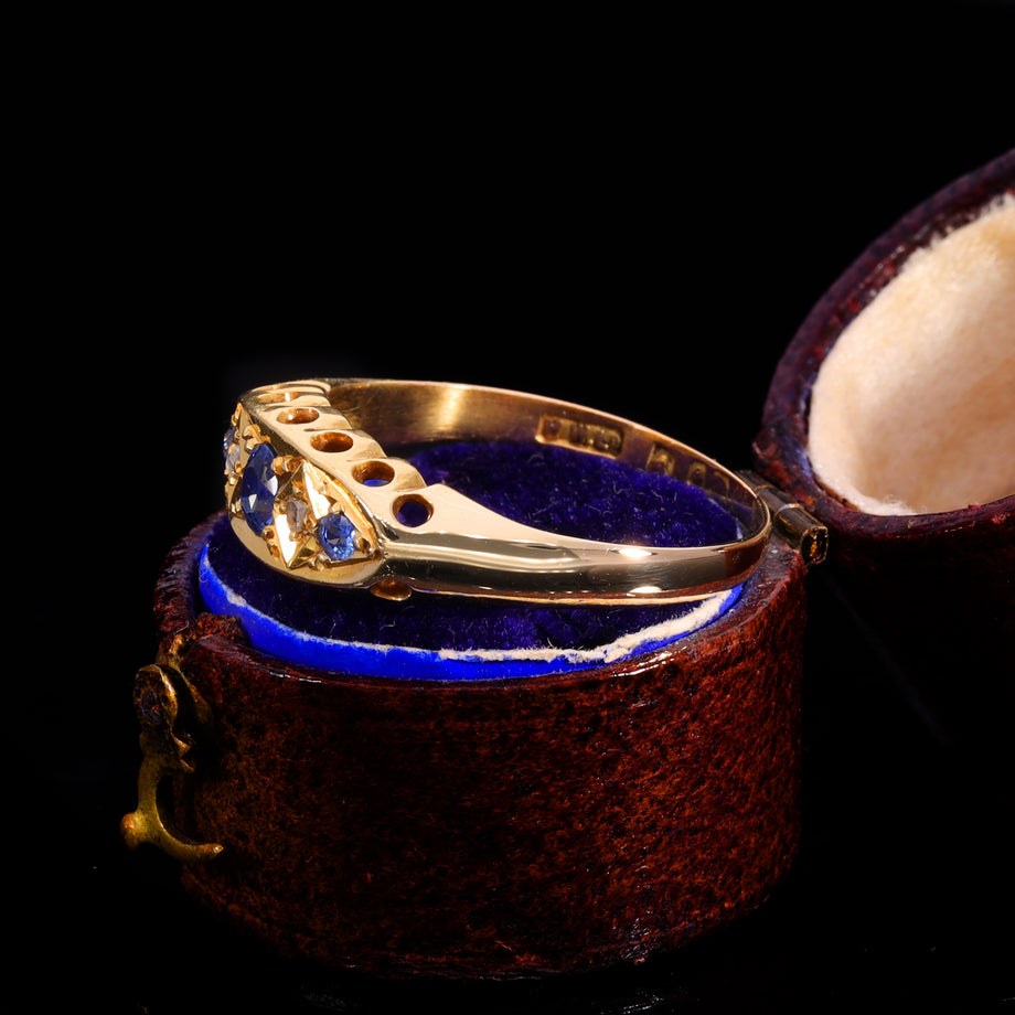 The Antique Victorian Sapphire And Diamond Boat Ring