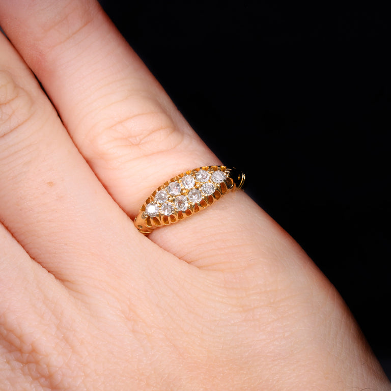 The Antique 1912 Ten Diamond Double Row Ring