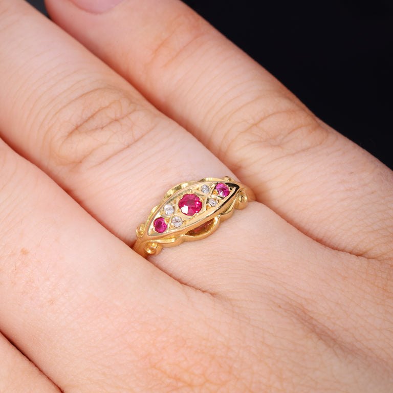 The Vintage 1942 Synthetic Ruby And Diamond Ring