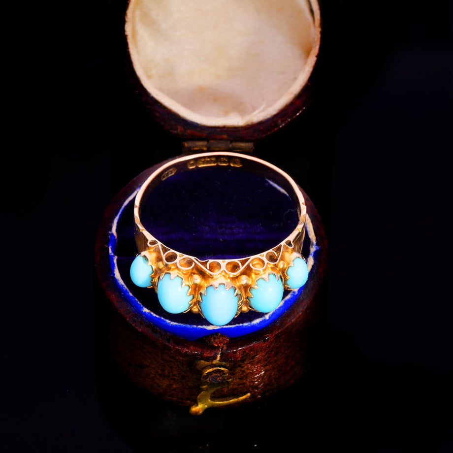 The Antique Art Deco 1922 Five Turquoise Ring
