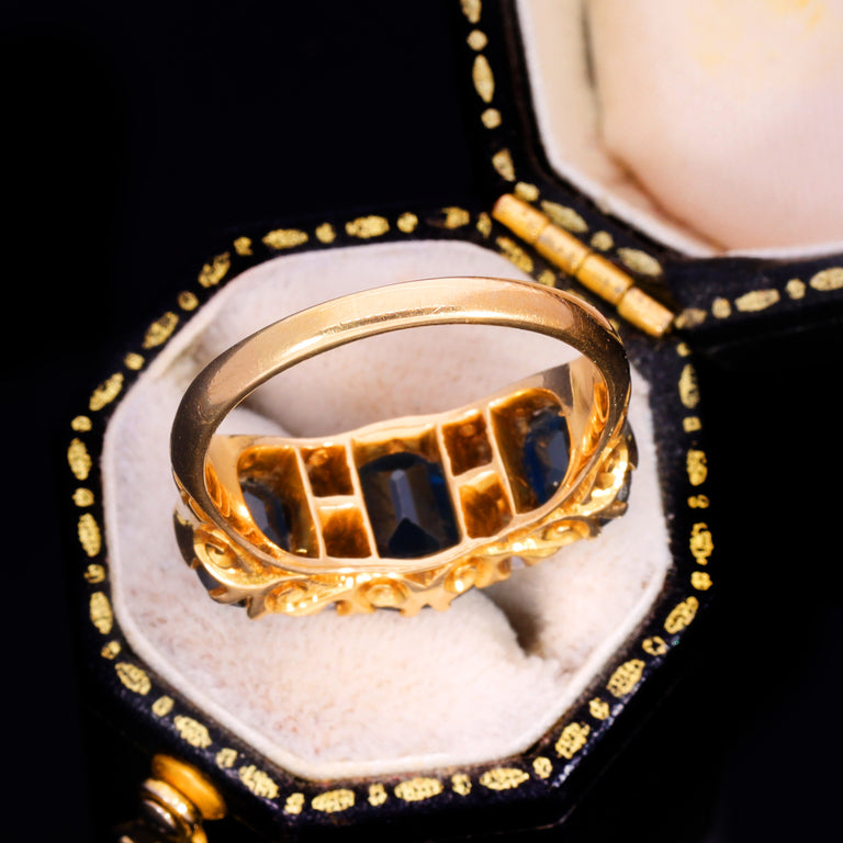 The Antique Edwardian Cushion Cut Sapphire And Diamond Ring