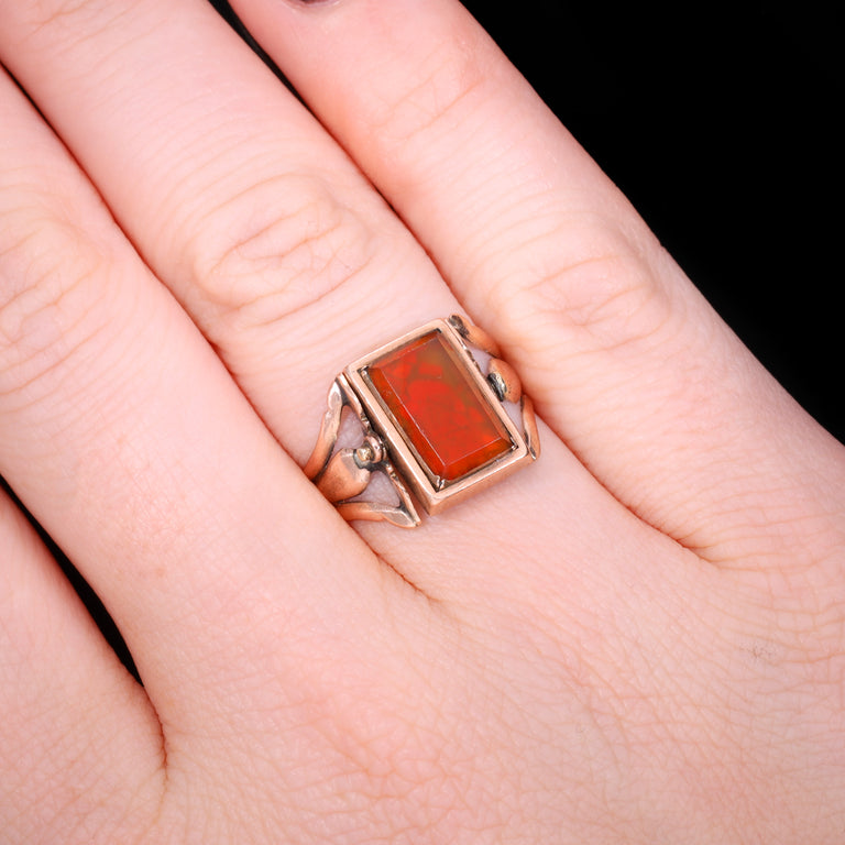 The Antique Georgian Swivel Carnelian And Hairwork Ring