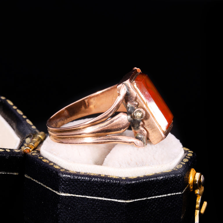 The Antique Georgian Swivel Carnelian And Hairwork Ring