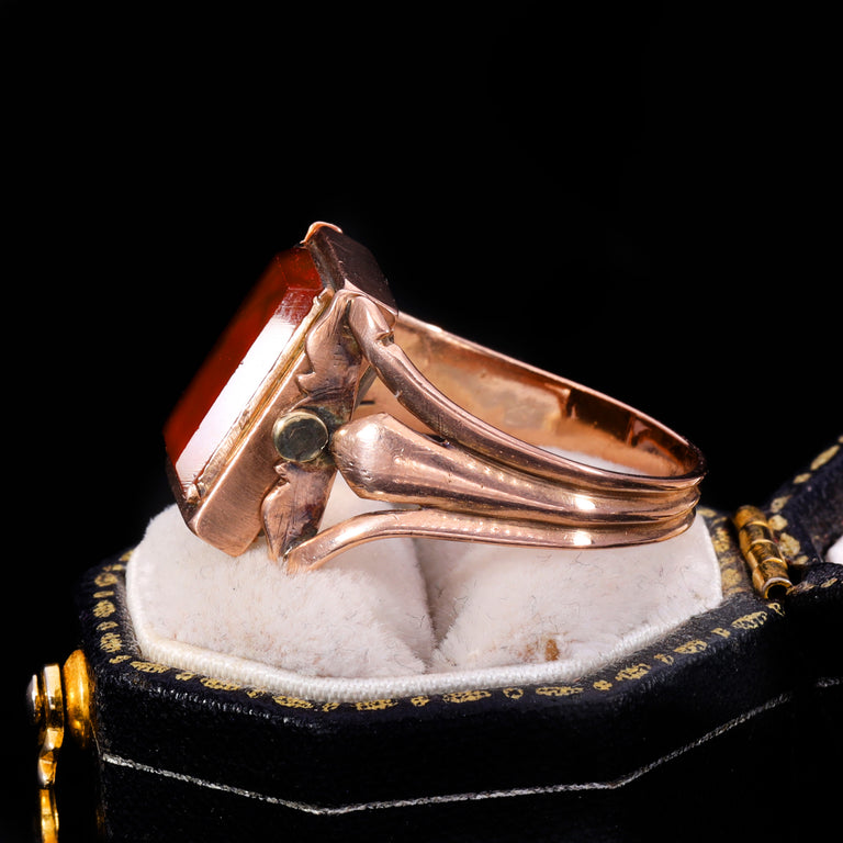 The Antique Georgian Swivel Carnelian And Hairwork Ring