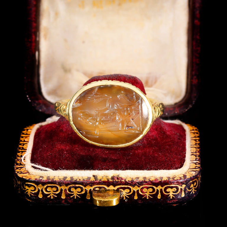 The Ancient 17th Century Stuart Period Jupiter Intaglio Ring